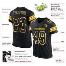 Load image into Gallery viewer, Custom Black White-Gold Mesh Authentic Football Jersey
