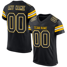 Load image into Gallery viewer, Custom Black White-Gold Mesh Authentic Football Jersey
