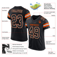 Load image into Gallery viewer, Custom Black White-Orange Mesh Authentic Football Jersey
