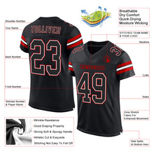 Charger l&#39;image dans la galerie, Custom Black White-Red Mesh Authentic Football Jersey
