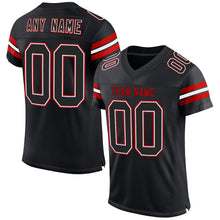 Charger l&#39;image dans la galerie, Custom Black White-Red Mesh Authentic Football Jersey
