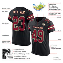 Load image into Gallery viewer, Custom Black Crimson-Cream Mesh Authentic Football Jersey
