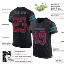 Load image into Gallery viewer, Custom Black Crimson-Teal Mesh Authentic Football Jersey
