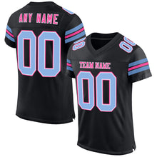 Charger l&#39;image dans la galerie, Custom Black Light Blue-Pink Mesh Authentic Football Jersey
