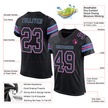 Charger l&#39;image dans la galerie, Custom Black Light Blue-Pink Mesh Authentic Football Jersey
