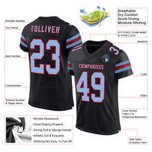 Load image into Gallery viewer, Custom Black Light Blue-Red Mesh Authentic Football Jersey
