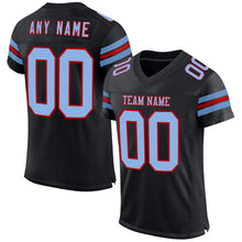 Load image into Gallery viewer, Custom Black Light Blue-Red Mesh Authentic Football Jersey
