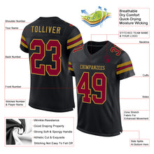 Load image into Gallery viewer, Custom Black Maroon-Old Gold Mesh Authentic Football Jersey
