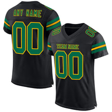 Charger l&#39;image dans la galerie, Custom Black Kelly Green-Gold Mesh Authentic Football Jersey
