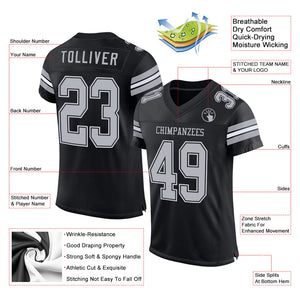 Custom Black Gray-White Mesh Authentic Football Jersey