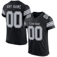 Load image into Gallery viewer, Custom Black Gray-White Mesh Authentic Football Jersey
