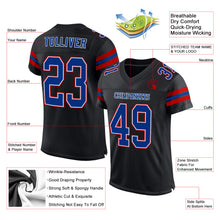 Load image into Gallery viewer, Custom Black Royal-Red Mesh Authentic Football Jersey
