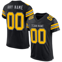 Charger l&#39;image dans la galerie, Custom Black Gold-Gray Mesh Authentic Football Jersey
