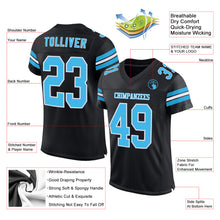 Charger l&#39;image dans la galerie, Custom Black Sky Blue-White Mesh Authentic Football Jersey
