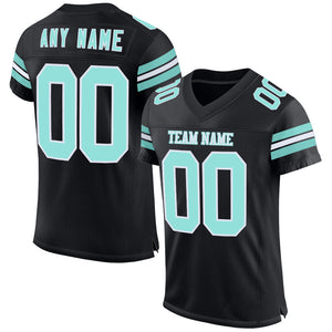 Custom Black Ice Blue-White Mesh Authentic Football Jersey