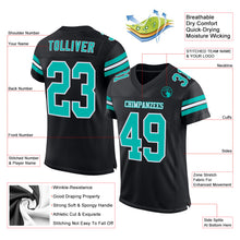 Load image into Gallery viewer, Custom Black Aqua-White Mesh Authentic Football Jersey
