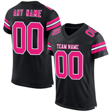 Load image into Gallery viewer, Custom Black Hot Pink-White Mesh Authentic Football Jersey
