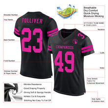 Charger l&#39;image dans la galerie, Custom Black Deep Pink Mesh Authentic Football Jersey
