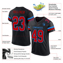 Load image into Gallery viewer, Custom Black Red-Powder Blue Mesh Authentic Football Jersey
