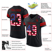 Charger l&#39;image dans la galerie, Custom Black USA Flag-Red Mesh Authentic Football Jersey
