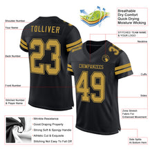 Charger l&#39;image dans la galerie, Custom Black Old Gold Mesh Authentic Football Jersey
