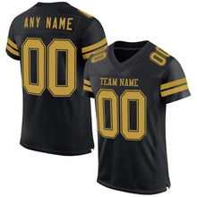 Charger l&#39;image dans la galerie, Custom Black Old Gold Mesh Authentic Football Jersey
