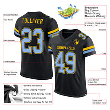 Charger l&#39;image dans la galerie, Custom Black Light Blue-Yellow Mesh Authentic Football Jersey
