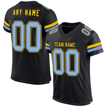 Charger l&#39;image dans la galerie, Custom Black Light Blue-Yellow Mesh Authentic Football Jersey
