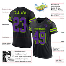 Charger l&#39;image dans la galerie, Custom Black Purple-Neon Green Mesh Authentic Football Jersey
