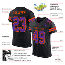 Charger l&#39;image dans la galerie, Custom Black Purple-Orange Mesh Authentic Football Jersey
