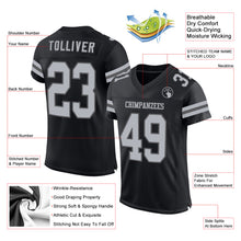 Charger l&#39;image dans la galerie, Custom Black Gray-Steel Gray Mesh Authentic Football Jersey
