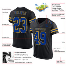 Charger l&#39;image dans la galerie, Custom Black Royal-Old Gold Mesh Authentic Football Jersey
