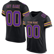 Charger l&#39;image dans la galerie, Custom Black Purple-Old Gold Mesh Authentic Football Jersey
