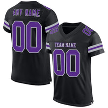 Charger l&#39;image dans la galerie, Custom Black Purple-Gray Mesh Authentic Football Jersey
