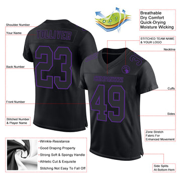 Custom Black Purple Mesh Authentic Football Jersey