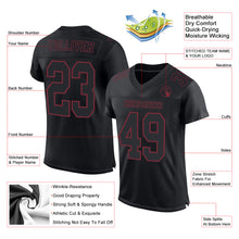 Load image into Gallery viewer, Custom Black Burgundy Mesh Authentic Football Jersey
