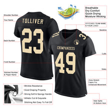 Charger l&#39;image dans la galerie, Custom Black Cream Mesh Authentic Football Jersey
