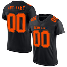 Load image into Gallery viewer, Custom Black Orange Mesh Authentic Football Jersey
