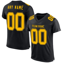 Load image into Gallery viewer, Custom Black Gold Mesh Authentic Football Jersey
