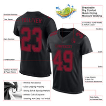 Charger l&#39;image dans la galerie, Custom Black Crimson Mesh Authentic Football Jersey
