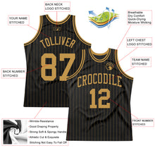 Charger l&#39;image dans la galerie, Custom Black Old Gold Pinstripe Old Gold Authentic Throwback Basketball Jersey
