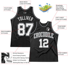 Charger l&#39;image dans la galerie, Custom Black Gray Pinstripe White Authentic Throwback Basketball Jersey
