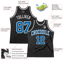 Charger l&#39;image dans la galerie, Custom Black White Pinstripe Blue Authentic Throwback Basketball Jersey
