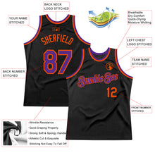 Load image into Gallery viewer, Custom Black Purple-Orange Authentic Throwback Basketball Jersey
