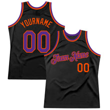 Load image into Gallery viewer, Custom Black Purple-Orange Authentic Throwback Basketball Jersey
