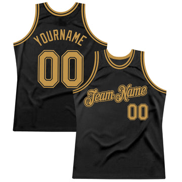 Custom Black Old Gold Authentic Throwback Basketball Jersey