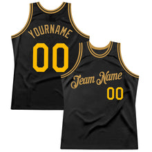 Load image into Gallery viewer, Custom Black Gold-Old Gold Authentic Throwback Basketball Jersey
