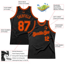 Load image into Gallery viewer, Custom Black Orange Authentic Throwback Basketball Jersey
