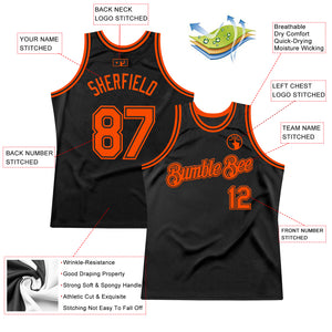 Custom Black Orange Authentic Throwback Basketball Jersey