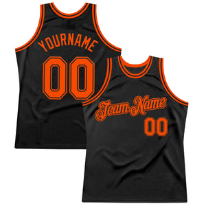 Custom Black Orange Authentic Throwback Basketball Jersey